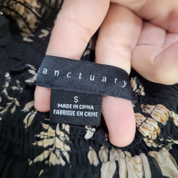 Sanctuary Women's Bold Popover Blouse Top Night Ivy SZ S Black Cream - Picture 10 of 12